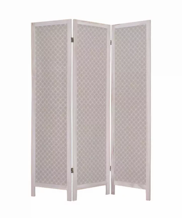 1" x 48" x 67" Beige, Wood & Fabric - Screen