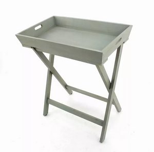 15.5" x 26" x 30" Gray/Light Blue, Wooden - Serving Table