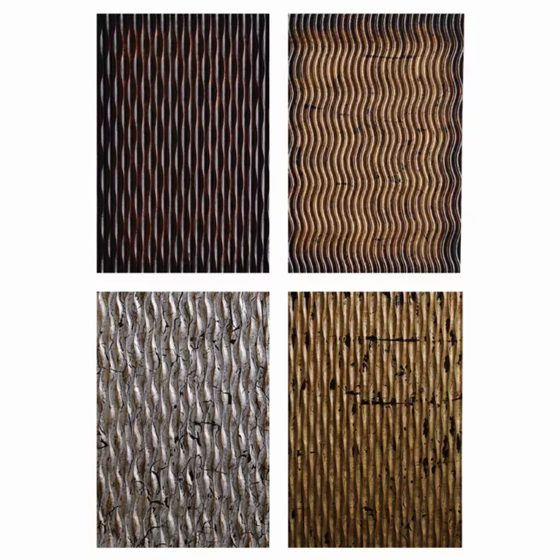 1" x 16" x 24" Multi-color, Metallic Ridge - Wall Art 4Piece