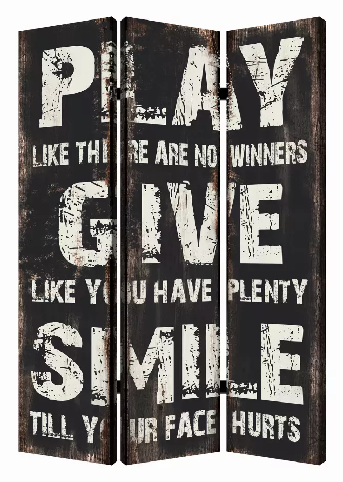 1" x 48" x 72" Multi Color Wood Canvas Family Rule  Screen