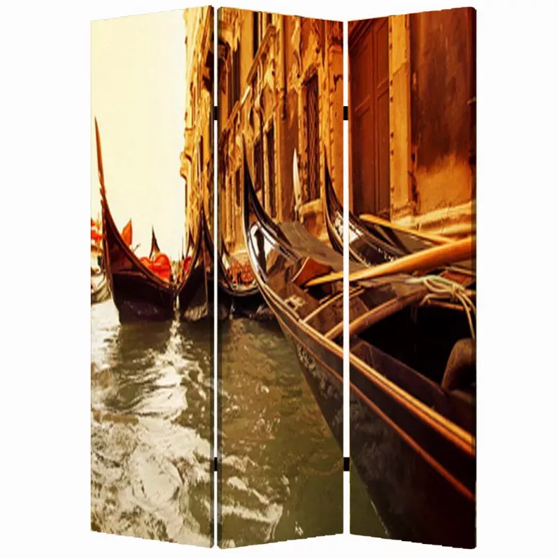 1" x 48" x 72" Multi Color Wood Canvas Venice  Screen