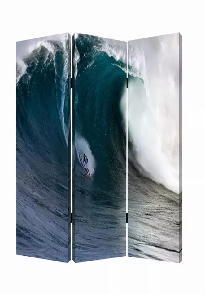 1" x 48" x 72" Multi Color Wood Canvas Wave  Screen