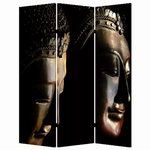 1" x 48" x 72" Multi Color Wood Canvas Budda  Screen