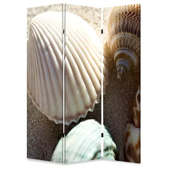 1" x 48" x 72" Multi Color Wood Canvas Sea Shell  Screen