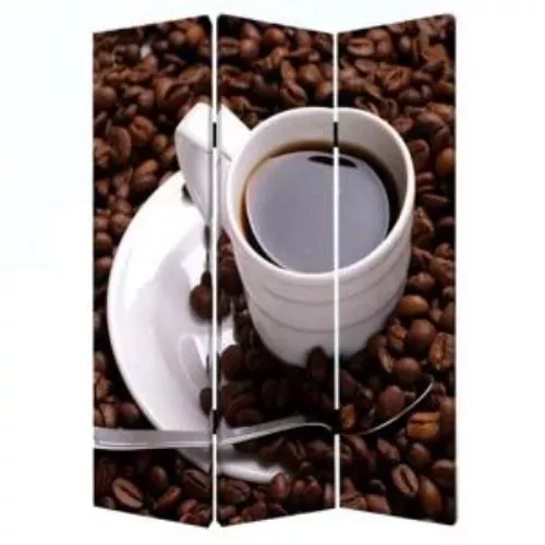 1" x 48" x 72" Multi Color Wood Canvas Coffee Time  Screen