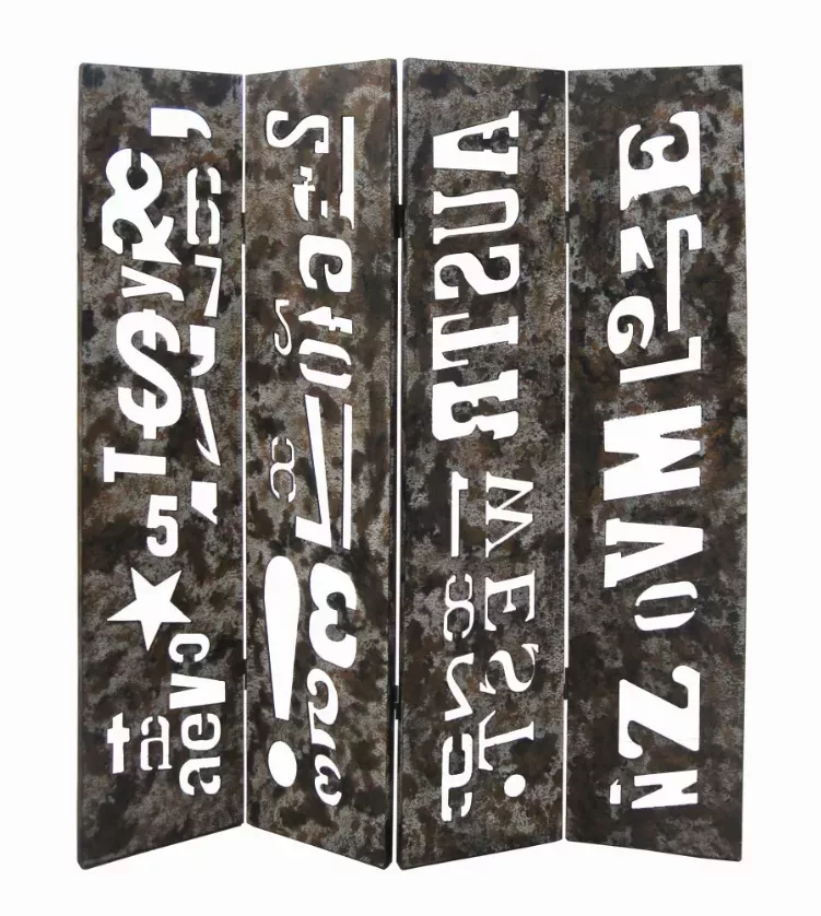 1" x 60" x 71" Brown Distressed Wooden  Screen