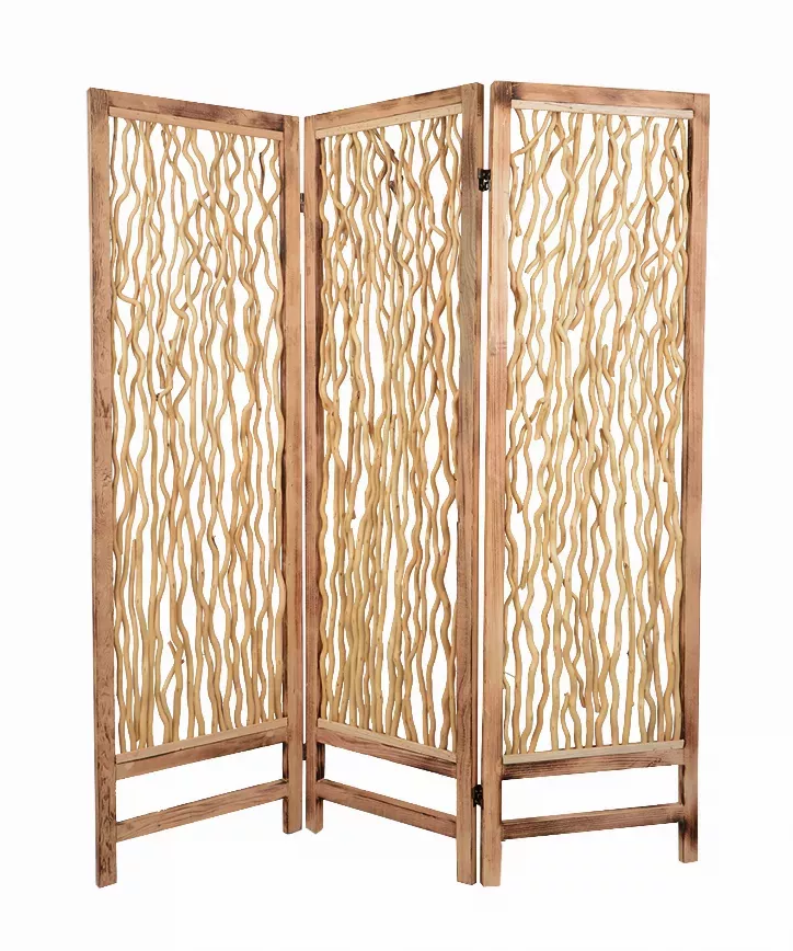 1" x 60" x 69" Brown 3 Panel Wood foldable  Screen