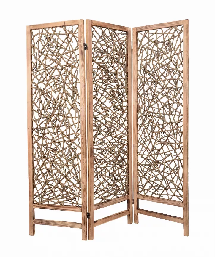 1" x 60" x 69" Brown 3 Panel Wood Foldable  Screen