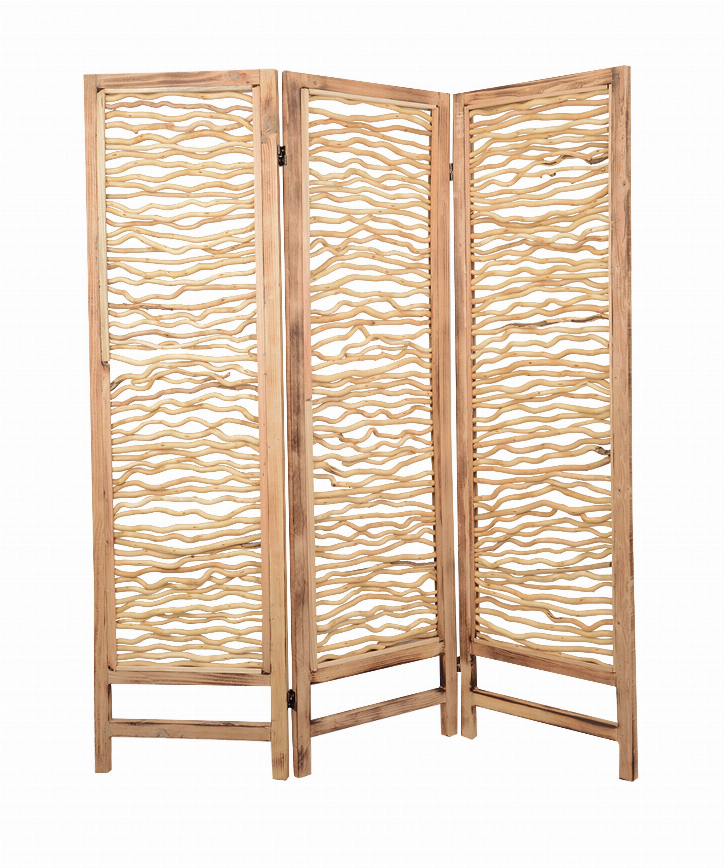 1" x 60" x 69" Brown 3 Panel Wood Foldable  Screen