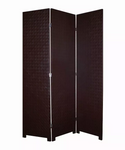 1" x 52" x 71" Brown Criss Cross Faux Leather  Screen