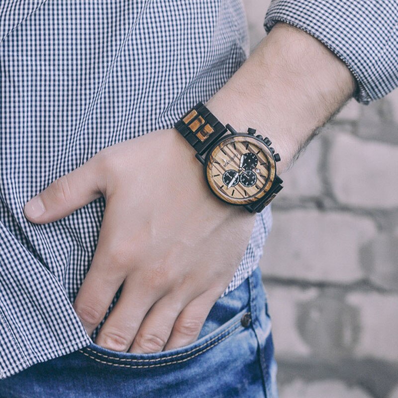 Luxury Gold Men Wooden Wristwatches
