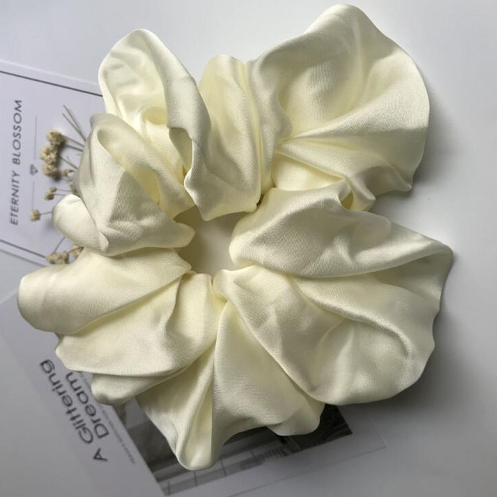 Oversized Hair Scrunchies For Women Solid Satin Silk Scrunchie Hair Rubber Bands Elastic Hair Ties Accessories Ponytail Holder
