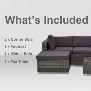 Luxury All Hand Woven Wicker 5PCs Outdoor Patio Cushioned Furniture