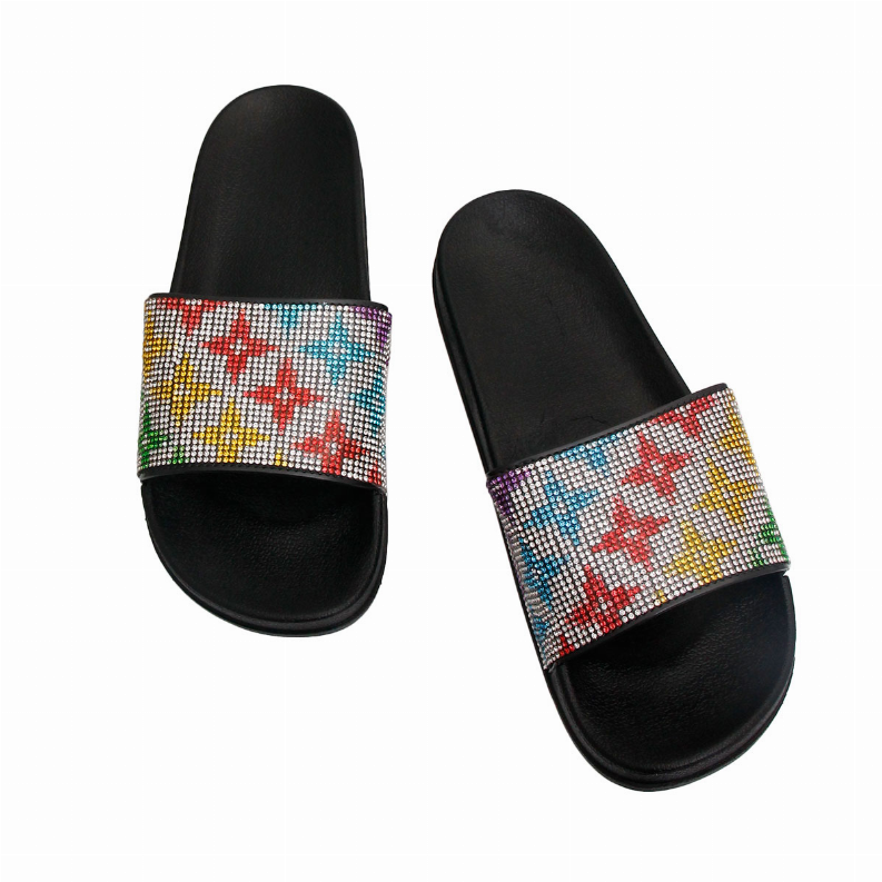 Size 10 Louis Vuitton Black Slipper Slides
