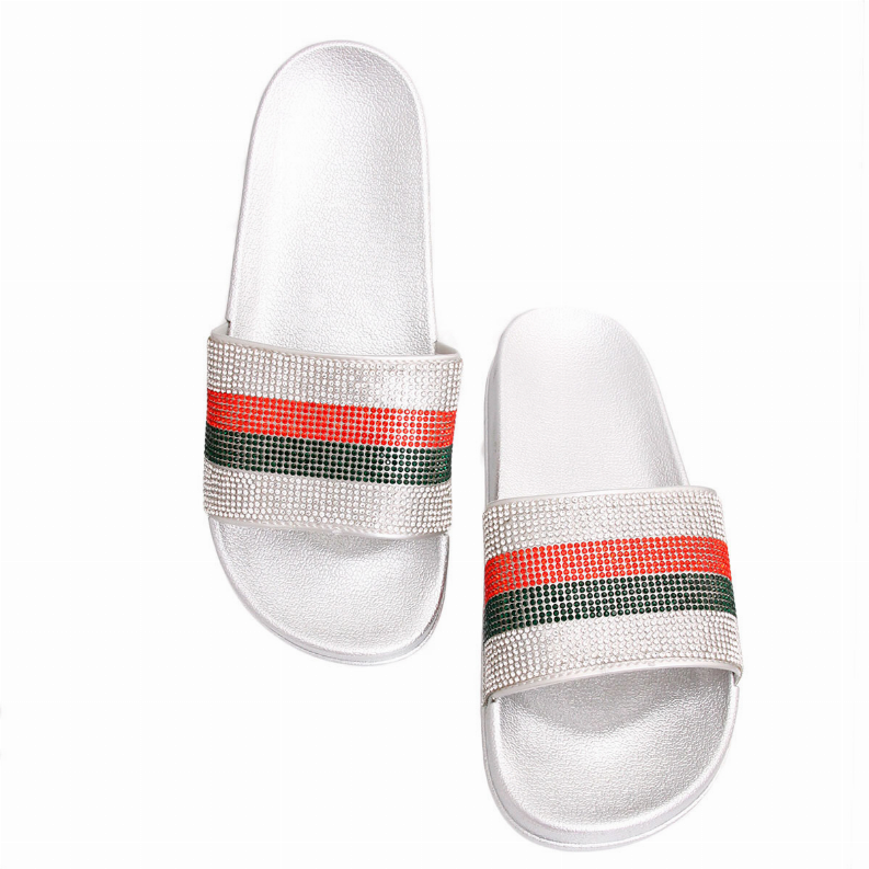 Size 10 Designer Silver Slipper Slides