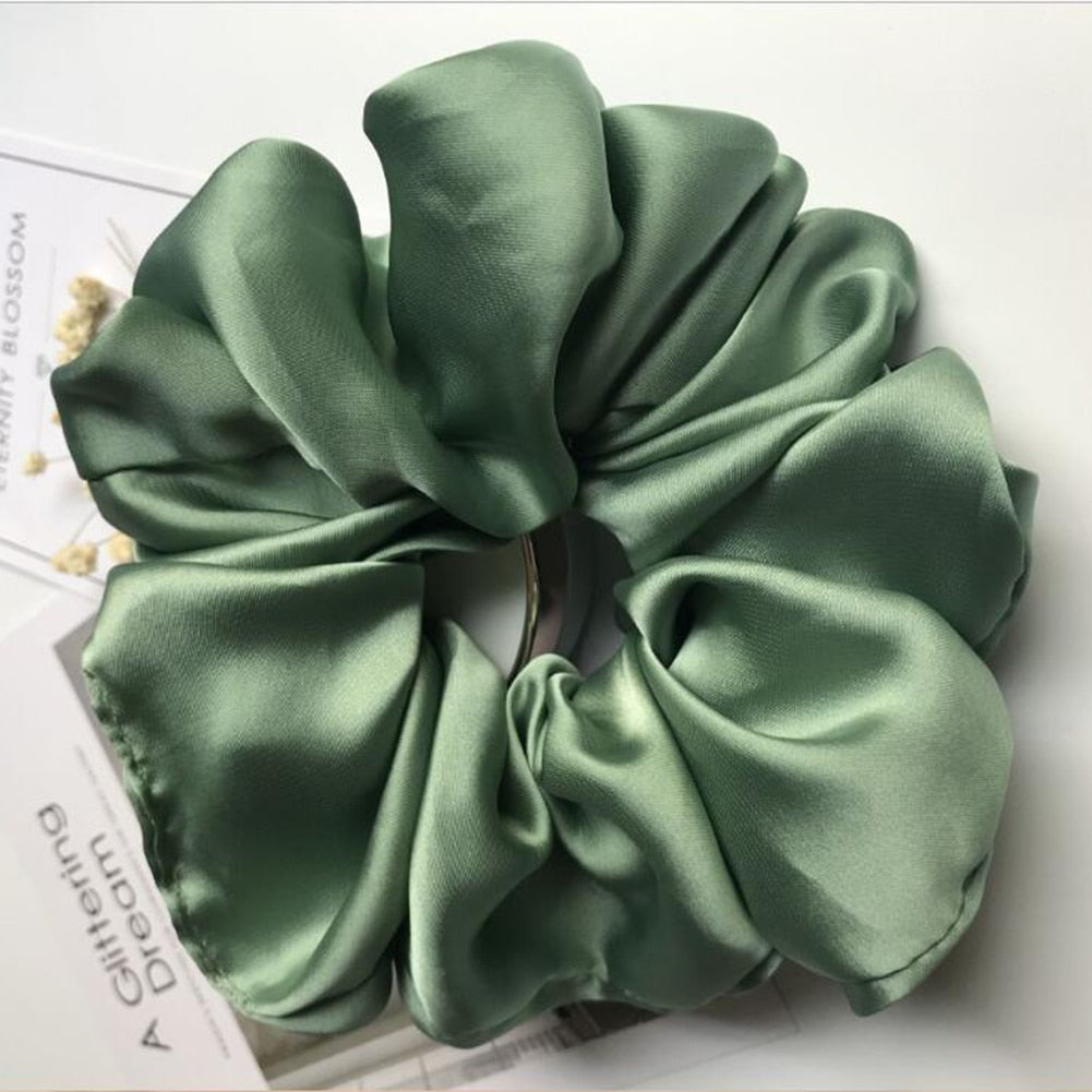 Oversized Hair Scrunchies For Women Solid Satin Silk Scrunchie Hair Rubber Bands Elastic Hair Ties Accessories Ponytail Holder