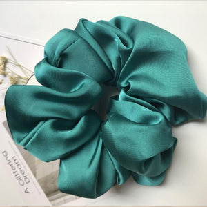 Oversized Hair Scrunchies For Women Solid Satin Silk Scrunchie Hair Rubber Bands Elastic Hair Ties Accessories Ponytail Holder