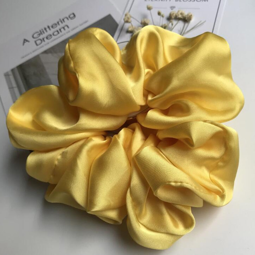 Oversized Hair Scrunchies For Women Solid Satin Silk Scrunchie Hair Rubber Bands Elastic Hair Ties Accessories Ponytail Holder