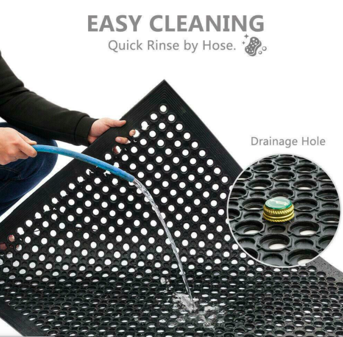 36" x 60" Heavy-Duty Black Commercial Anti-Fatigue Floor Mat Outdoor / Indoor