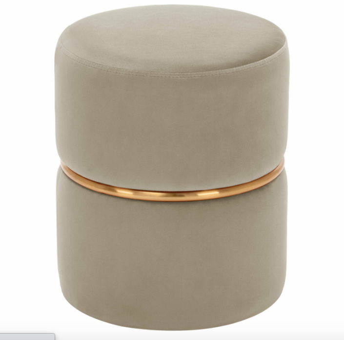Modern Round Ottoman Footstools Velvet with Gold Circle Pink Five Colors