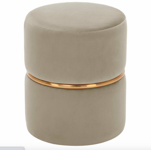 Modern Round Ottoman Footstools Velvet with Gold Circle Pink Five Colors
