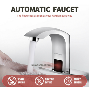 Automatic Faucet Touchless Bathroom Sink Faucet, Hole Cover Plate&Control Box