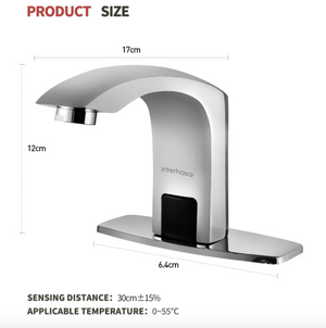 Automatic Faucet Touchless Bathroom Sink Faucet, Hole Cover Plate&Control Box