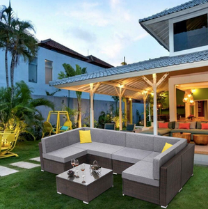 4 - 7 PCS Outdoor Rattan Furniture Sofa Set Lounge Patio Garden All Weather