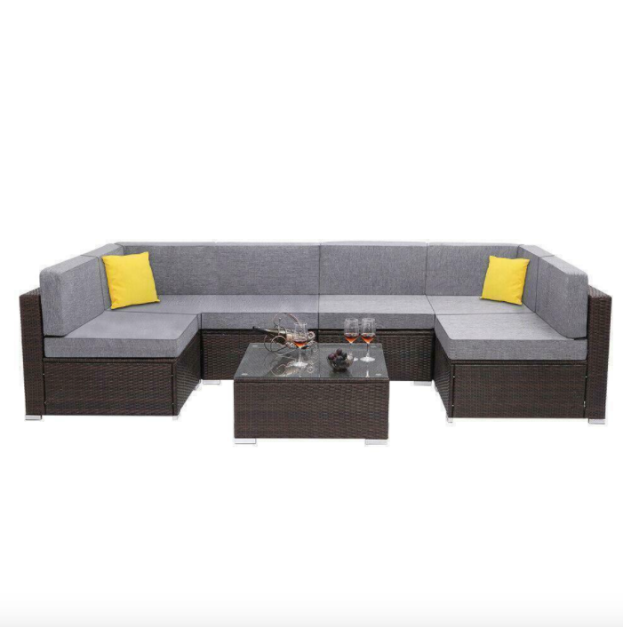 4 - 7 PCS Outdoor Rattan Furniture Sofa Set Lounge Patio Garden All Weather