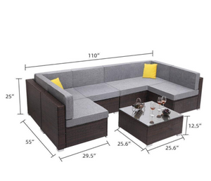 4 - 7 PCS Outdoor Rattan Furniture Sofa Set Lounge Patio Garden All Weather