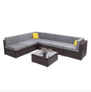 4 - 7 PCS Outdoor Rattan Furniture Sofa Set Lounge Patio Garden All Weather