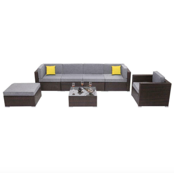 4 - 7 PCS Outdoor Rattan Furniture Sofa Set Lounge Patio Garden All Weather