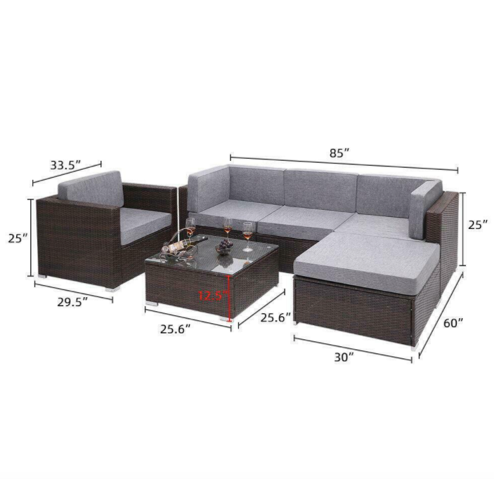 4 - 7 PCS Outdoor Rattan Furniture Sofa Set Lounge Patio Garden All Weather