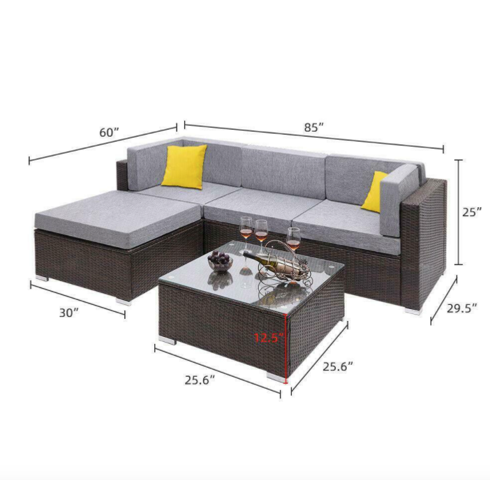 4 - 7 PCS Outdoor Rattan Furniture Sofa Set Lounge Patio Garden All Weather