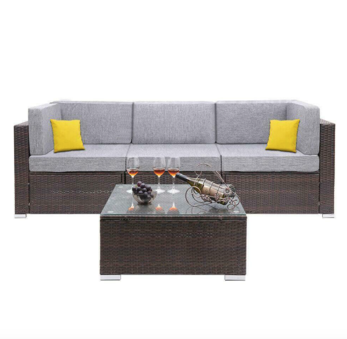 4 - 7 PCS Outdoor Rattan Furniture Sofa Set Lounge Patio Garden All Weather