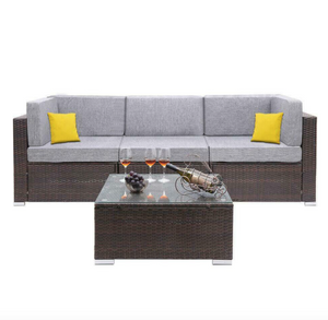 4 - 7 PCS Outdoor Rattan Furniture Sofa Set Lounge Patio Garden All Weather