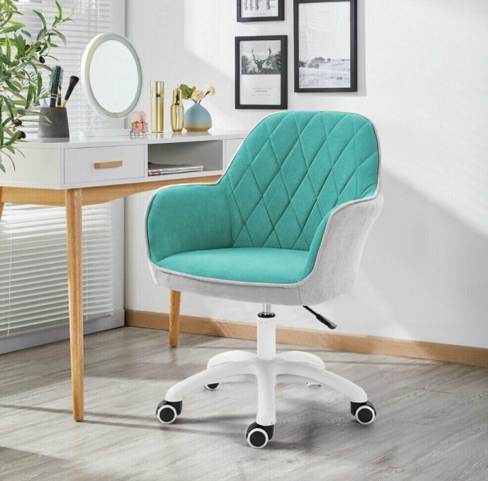 Ergonomic Mid-Back Swivel Chairs Upholstered Adjustable w/ Armrest Home Office