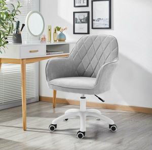 Ergonomic Mid-Back Swivel Chairs Upholstered Adjustable w/ Armrest Home Office