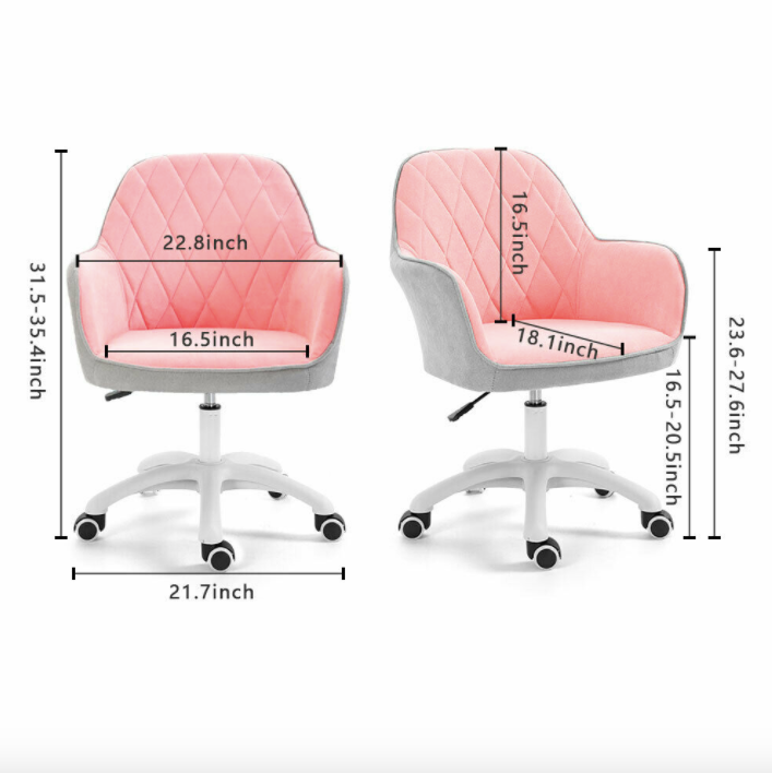 Ergonomic Mid-Back Swivel Chairs Upholstered Adjustable w/ Armrest Home Office