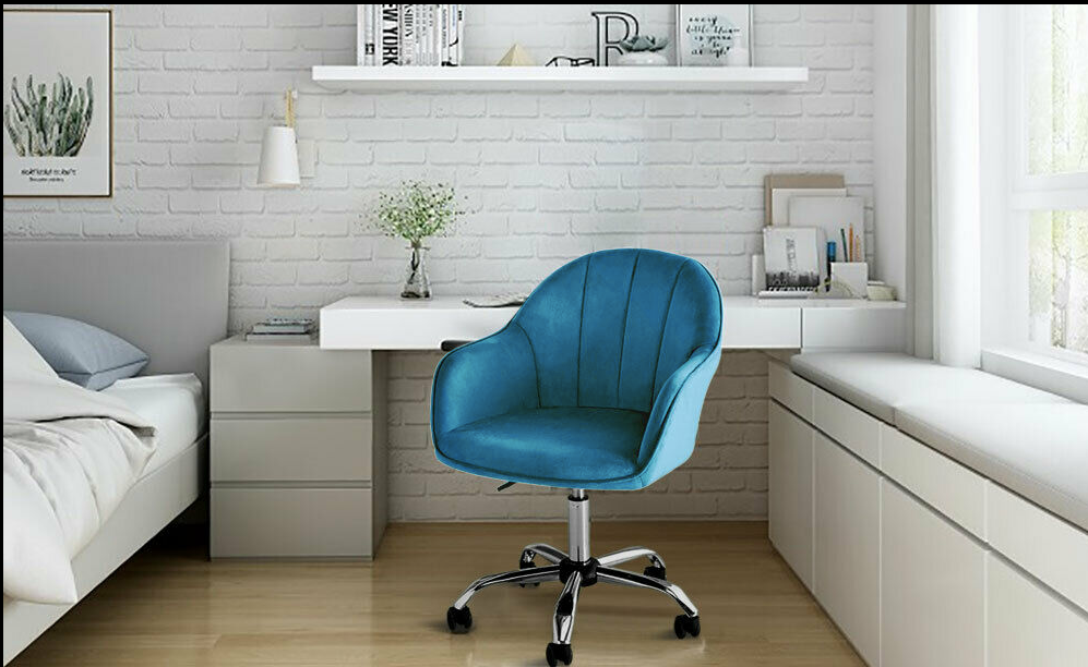 Velvet Modern Living Room Swivel Shell Chair Upholstered Gaming Study Desk Chair