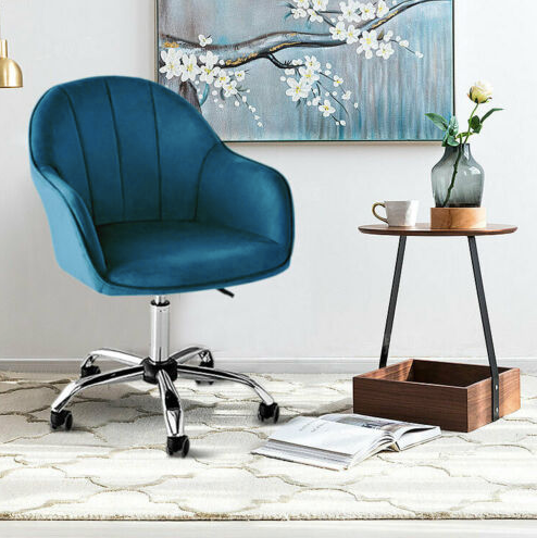 Velvet Modern Living Room Swivel Shell Chair Upholstered Gaming Study Desk Chair