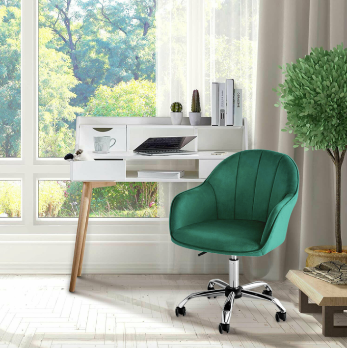 Velvet Modern Living Room Swivel Shell Chair Upholstered Gaming Study Desk Chair