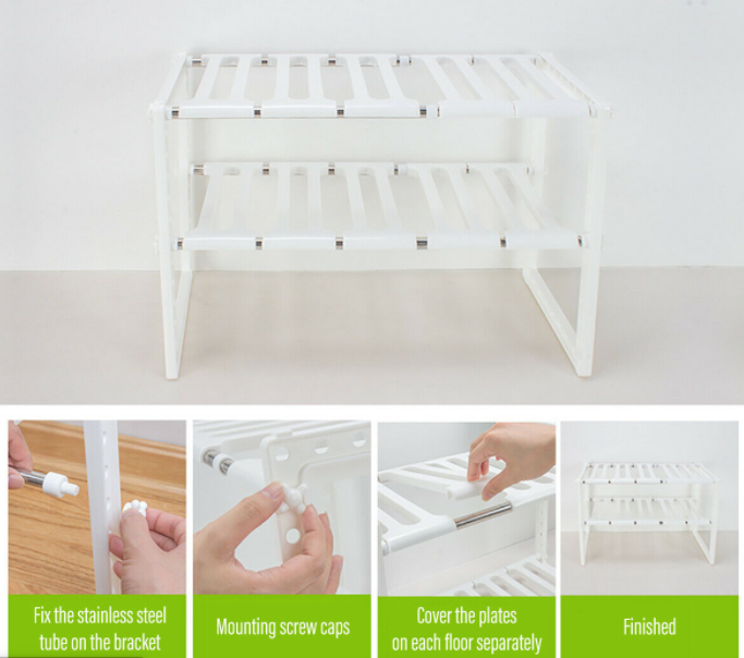 Adjustable Shoe Rack Home Under-Sink Storage Shelf Holder Rack Organizer