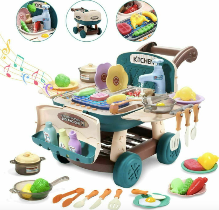 Kitchen Play Set Pretend Playset BBQ Toy Cooking Sink For Kids Gift Toddler Girl