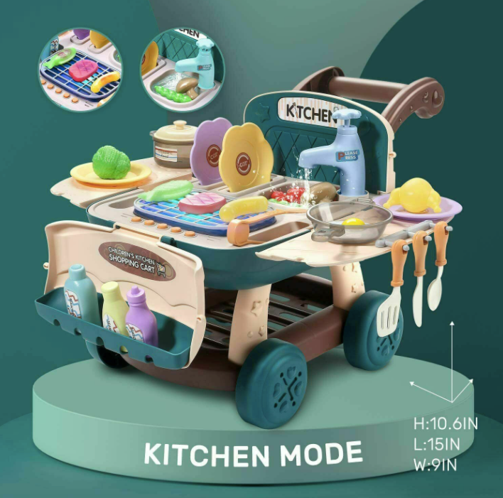 Kitchen Play Set Pretend Playset BBQ Toy Cooking Sink For Kids Gift Toddler Girl
