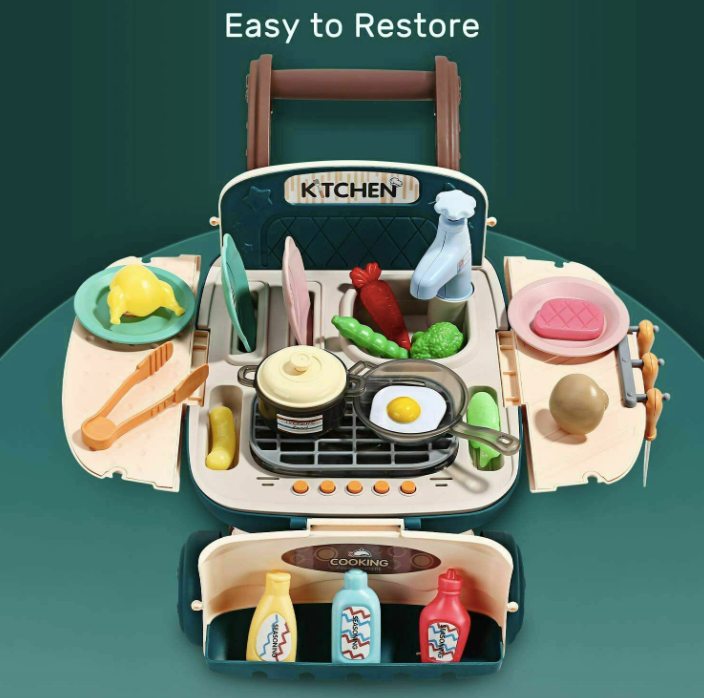 Kitchen Play Set Pretend Playset BBQ Toy Cooking Sink For Kids Gift Toddler Girl