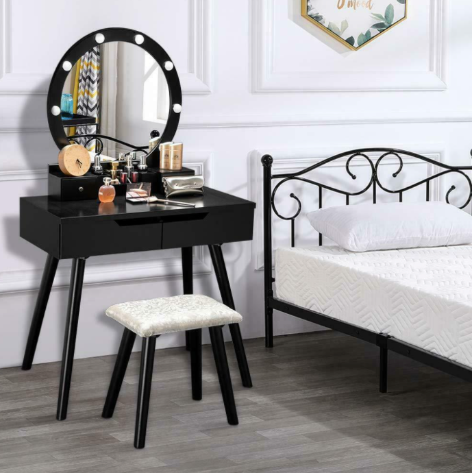 Vanity Dressing Table with 10 LED Lights and Mirror