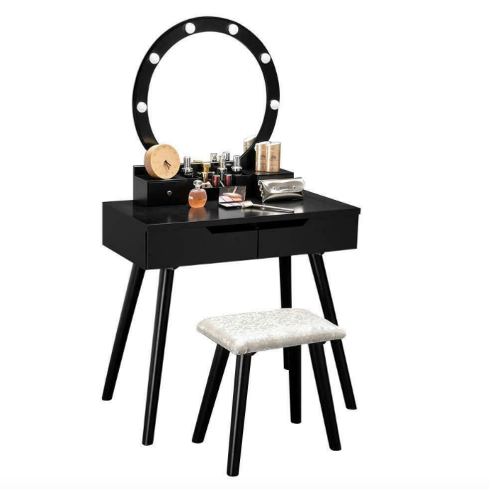 Vanity Dressing Table with 10 LED Lights and Mirror