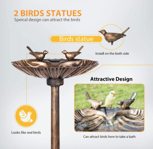 Birdbath Sitting Pedestal  Antique Golden Garden Decor