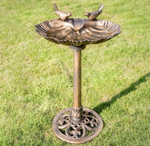 Birdbath Sitting Pedestal  Antique Golden Garden Decor